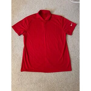 Nike Dri-FIT Mens Polo Shirt Red Short Sleeve Golf Athletic Top Size Large